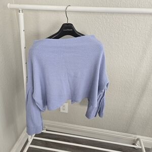 We The Free Light Blue Waffle Knit Top
